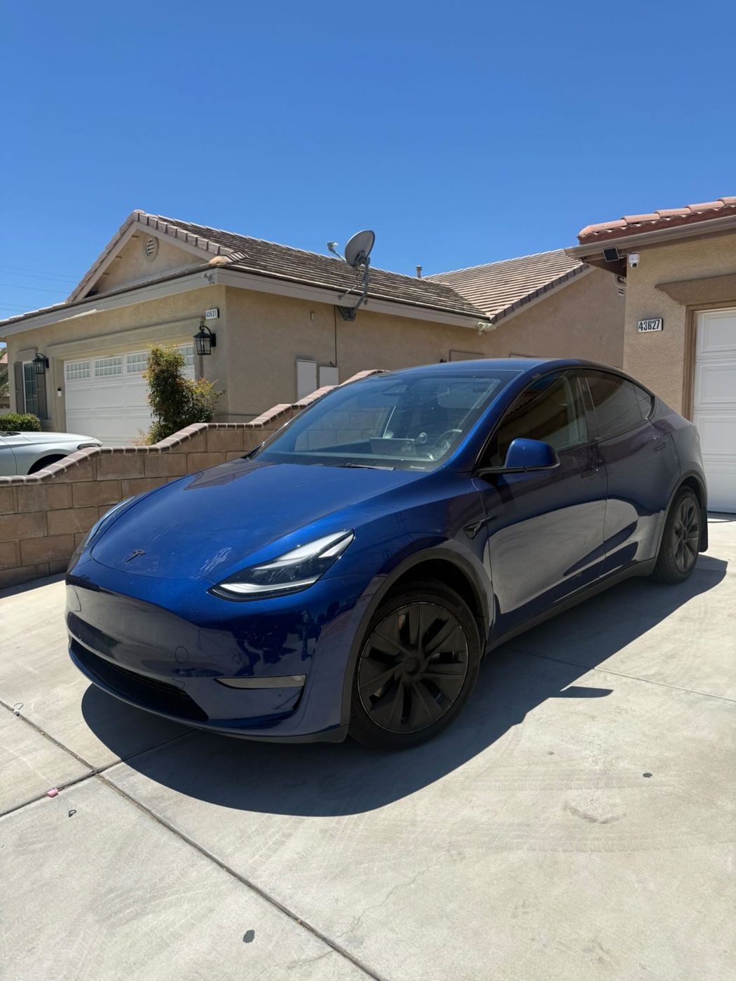 Tesla Model X in deep blue after a full detail